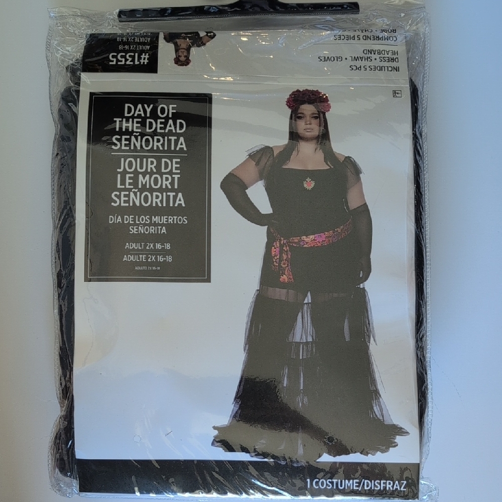 Day of the Dead Señorita Costume – Adult 2X (16–18)
W/ dress, shawl, gloves